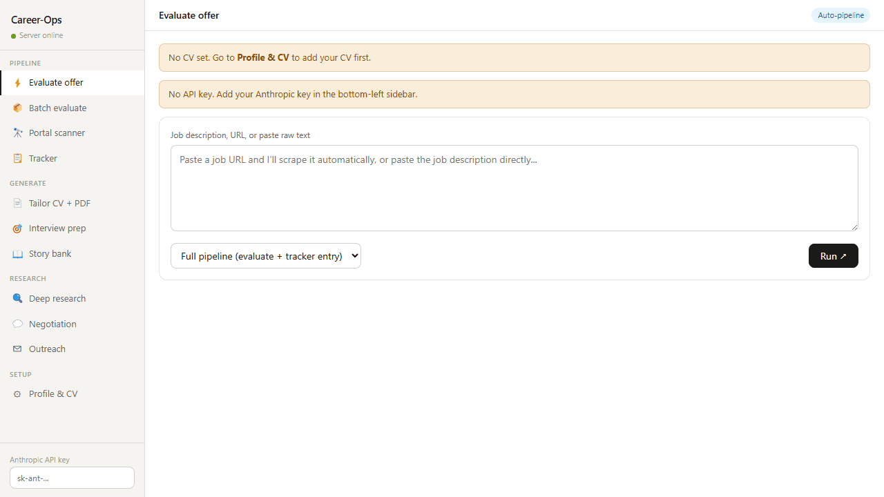 Career-Ops dashboard screenshot